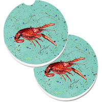 "Caroline's Treasures Crawfish Set of 2 Cup Holder Car Coasters 8461CARC, 2.56, Multicolor"