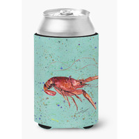 Crawfish  on Teal Can or Bottle Beverage Insulator Hugger