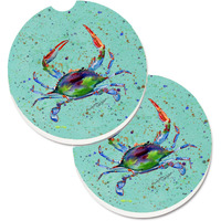 "Caroline's Treasures Crab Set of 2 Cup Holder Car Coasters 8462CARC, 2.56, Multicolor"