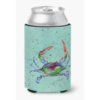 Crab  on Teal Can or Bottle Beverage Insulator Hugger