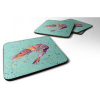 "Caroline's Treasures 8464FC Shrimp Foam Coasters (Set of 4), 3.5"" H x 3.5"" W, Multicolor"