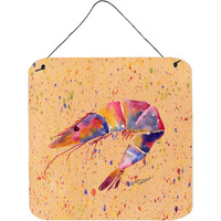 "Caroline's Treasures 8465DS66 Shrimp Aluminum Metal Wall or Door Hanging Prints, 6 x 6"", Multicolor"