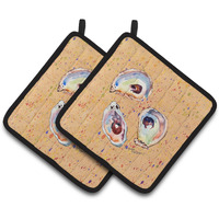 "Caroline's Treasures Oyster Pair of Pot Holders 8466PTHD, 7.5HX7.5W, Multicolor"