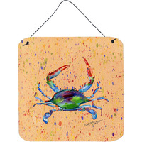 "Caroline's Treasures 8467DS66 Crab Aluminum Metal Wall or Door Hanging Prints, 6 x 6"", Multicolor"