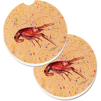 "Caroline's Treasures Crawfish Set of 2 Cup Holder Car Coasters 8468CARC, 2.56, Multicolor"
