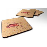 "Caroline's Treasures 8468FC Crawfish Foam Coasters (Set of 4), 3.5"" H x 3.5"" W, Multicolor"