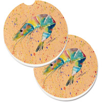 "Caroline's Treasures Shrimp Set of 2 Cup Holder Car Coasters 8469CARC, 2.56, Multicolor"