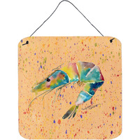 "Caroline's Treasures 8469DS66 Shrimp Aluminum Metal Wall or Door Hanging Prints, 6 x 6"", Multicolor"