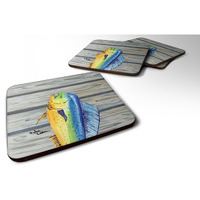 "Caroline's Treasures 8470FC Dolphin Mahi Mahi Foam Coasters (Set of 4), 3.5"" H x 3.5"" W, Multicolor"