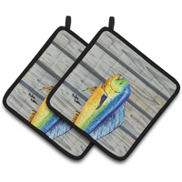 "Caroline's Treasures Mahi Dolphin Fish Pair of Pot Holders 8470PTHD, 7.5HX7.5W, Multicolor"