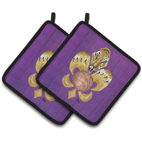 "Caroline's Treasures Tiger Fleur De Lis Basketball Pair of Pot Holders 8478PTHD, 7.5HX7.5W, Multicolor"