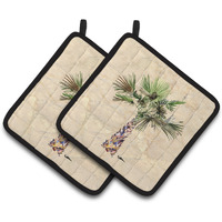 "Caroline's Treasures Palm Tree Pair of Pot Holders 8480PTHD, 7.5HX7.5W, Multicolor"