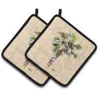 "Caroline's Treasures Palm Tree Pair of Pot Holders 8481PTHD, 7.5HX7.5W, Multicolor"