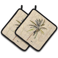"Caroline's Treasures Palm Tree Pair of Pot Holders 8482PTHD, 7.5HX7.5W, Multicolor"