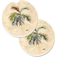 "Caroline's Treasures Palm Tree Set of 2 Cup Holder Car Coasters 8483CARC, 2.56, Multicolor"