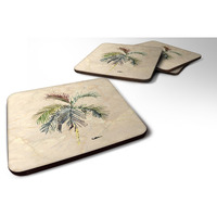 "Caroline's Treasures 8483FC Tree-Palm Tree Foam Coasters (Set of 4), 3.5"" H x 3.5"" W, Multicolor"