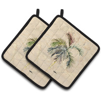 "Caroline's Treasures Palm Tree Pair of Pot Holders 8483PTHD, 7.5HX7.5W, Multicolor"