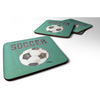"Caroline's Treasures 8484FC Soccer Foam Coasters (Set of 4), 3.5"" H x 3.5"" W, Multicolor"