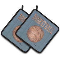 "Caroline's Treasures Basketball Pair of Pot Holders 8486PTHD, 7.5HX7.5W, Multicolor"