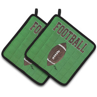"Caroline's Treasures Football Pair of Pot Holders 8487PTHD, 7.5HX7.5W, Multicolor"