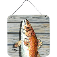 "Caroline's Treasures Red Fish Aluminum Metal Wall or Door Hanging Prints, 6 x 6"", Multicolor"