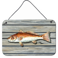 "Caroline's Treasures 8489DS812 Red Fish Aluminum Metal Wall or Door Hanging Prints, 8 x 12"""