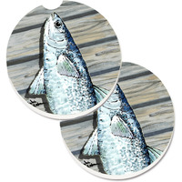 "Caroline's Treasures Fish Mullet Set of 2 Cup Holder Car Coasters 8490CARC, 2.56, Multicolor"