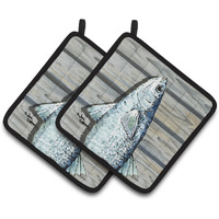"Caroline's Treasures Fish Mullet Pair of Pot Holders 8490PTHD, 7.5HX7.5W, Multicolor"