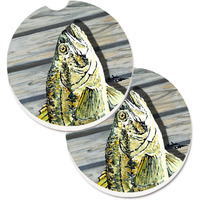 "Caroline's Treasures Fish Bass Small Mouth Set of 2 Cup Holder Car Coasters 8493CARC, 2.56, Multicolor"