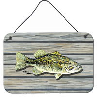 "Caroline's Treasures Fish Bass Small Mouth Aluminum Metal Wall or Door Hanging Prints, 8 x 12"""