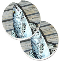 "Caroline's Treasures Fish Speckled Trout Set of 2 Cup Holder Car Coasters 8494CARC, 2.56, Multicolor"