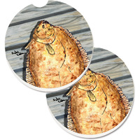 "Caroline's Treasures Fish Flounder Set of 2 Cup Holder Car Coasters 8495CARC, 2.56, Multicolor"