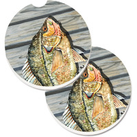 "Caroline's Treasures Croppie Fish On Pier Set of 2 Cup Holder Car Coasters 8498CARC, 2.56, Multicolor"