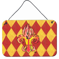 "Caroline's Treasures Peppers Fleur De Lis Aluminum Metal Wall or Door Hanging Prints, 8 x 12"""