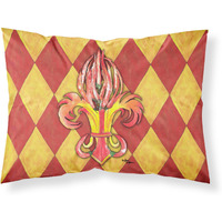 "Caroline's Treasures 8499PILLOWCASE Peppers Fleur De Lis Moisture Wicking Fabric Standard Pillowcase, Large, Multicolor"