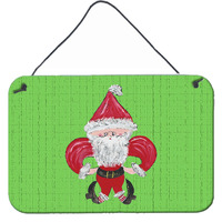 "Caroline's Treasures Christmas Fleur De Lis Santa Claus Aluminum Metal Wall or Door Hanging Prints, 8 x 12"""