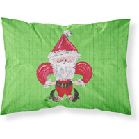 "Caroline's Treasures 8500PILLOWCASE Christmas Fleur De Lis Santa Claus Moisture Wicking Fabric Standard Pillowcase, Large, Multicolor"