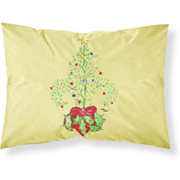 "Caroline's Treasures 8501PILLOWCASE Christmas Tree Fleur De Lis Moisture Wicking Fabric Standard Pillowcase, Large, Multicolor"