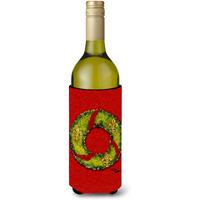 Christmas Wreath Fleur de lis Wine Bottle Beverage Insulator Beverage Insulator Hugger