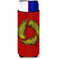 Christmas Wreath Fleur de lis Ultra Beverage Insulators for slim cans 8503MUK