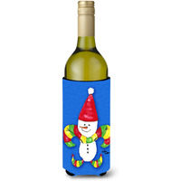 Christmas Snowman Fleur de lis Wine Bottle Beverage Insulator Beverage Insulator Hugger