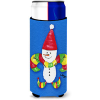 Christmas Snowman Fleur de lis Ultra Beverage Insulators for slim cans 8504MUK