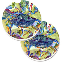 "Caroline's Treasures Crab All Over Set of 2 Cup Holder Car Coasters 8512CARC, 2.56, Multicolor"
