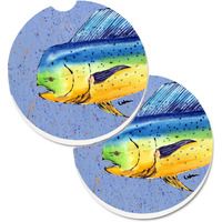 "Caroline's Treasures Dolphin Mahi Set of 2 Cup Holder Car Coasters 8521CARC, 2.56, Multicolor"