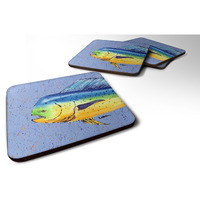 "Caroline's Treasures 8521FC Dolphin Mahi Mahi Foam Coasters (Set of 4), 3.5"" H x 3.5"" W, Multicolor"