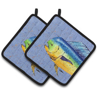 "Caroline's Treasures Dolphin Mahi Pair of Pot Holders 8521PTHD, 7.5HX7.5W, Multicolor"