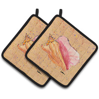 "Caroline's Treasures Shells Pair of Pot Holders 8522PTHD, 7.5HX7.5W, Multicolor"