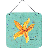 "Caroline's Treasures 8527DS66 Starfish Aluminum Metal Wall or Door Hanging Prints, 6 x 6"", Multicolor"