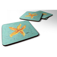 "Caroline's Treasures 8527FC Starfish Foam Coasters (Set of 4), 3.5"" H x 3.5"" W, Multicolor"