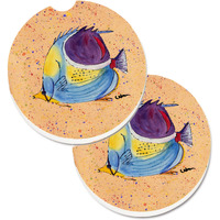 "Caroline's Treasures Tropical Fish Set of 2 Cup Holder Car Coasters 8529CARC, 2.56, Multicolor"